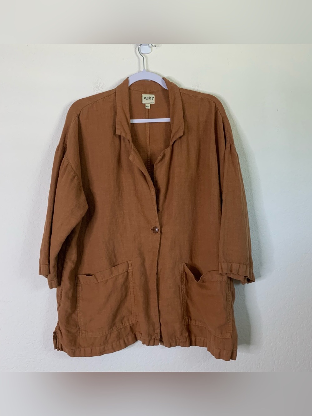 Esby Womens Simone brown 100% linen one button jacket XS/S